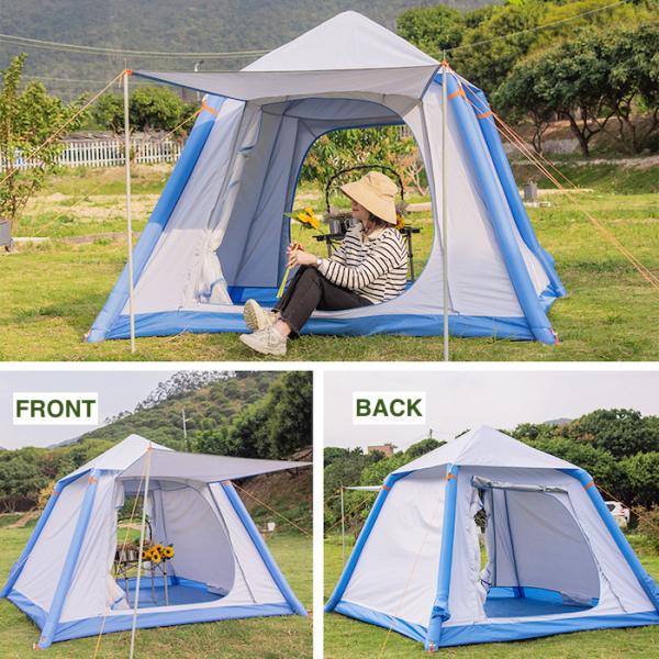 Outdoor Camping Dual Color Waterproof 210D Double Layer Air Filled Tent With TPU Air Poles For Enhanced UV Protection