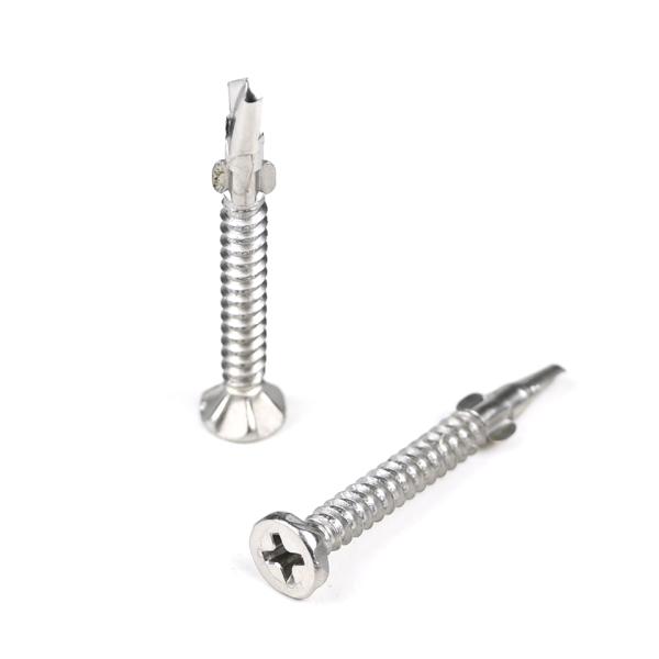 SUS410 Flat Phillips Head Self Tapping Self Drilling Screw Wing Tek Screw with Nibs 4.2x38