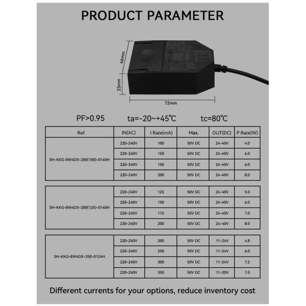 Current Selectable Dimming LED Power Supply 350mA Triac Dimmable Led Driver