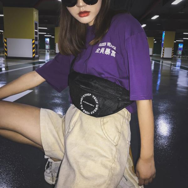 Hip hop cool Fanny pack a solid color retro women's trend crossbody bag with matching monogram crossbody bag