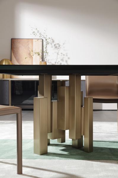 Marble metal Dining table ceramic marble top dining table with chair set, sintered stone dining table foshan factory