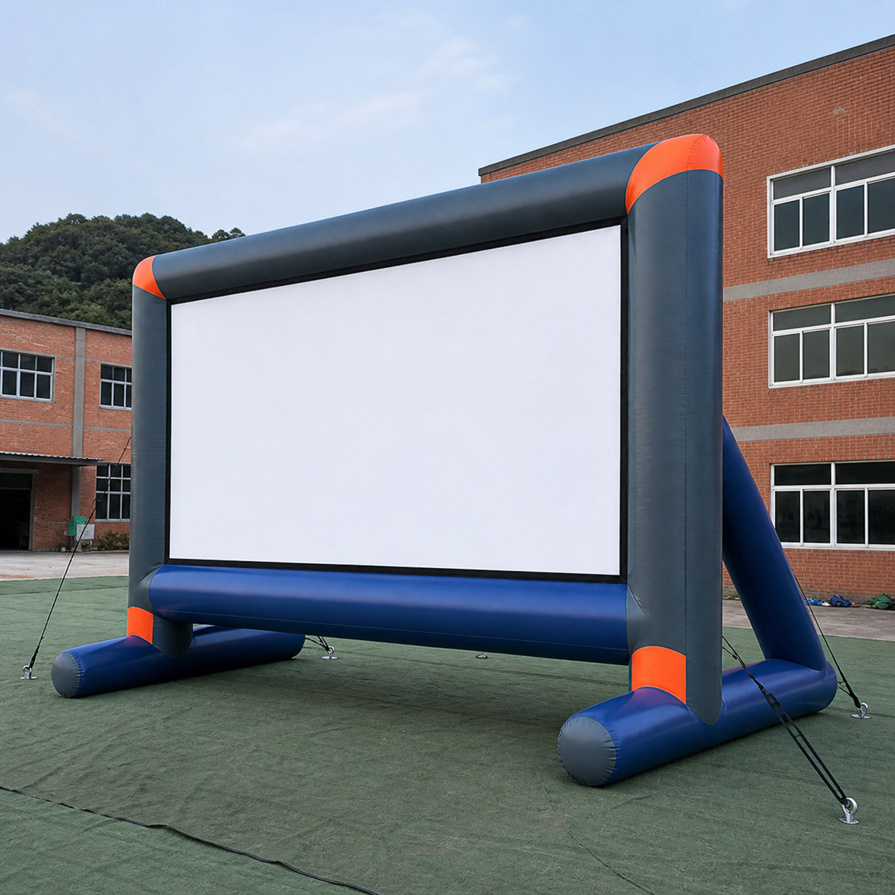 Commercial Inflatable Outdoor Cinema Screen with Reinforced Frame Wide Projection Surface and Stable Supports