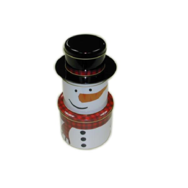 Customized Logo Snowman Tin Can For Children , Ecofriendly Christmas Tin Can