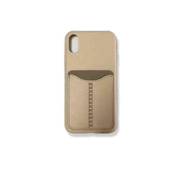 Pocket Back Cell Phone Silicone Cases for iPhone X Case Protecting Pink / Khaki Color