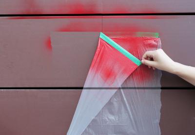 Moisture Proof Pre Taped LLDPE Masking Film For Carton Packing  Pre Taped Masking Film