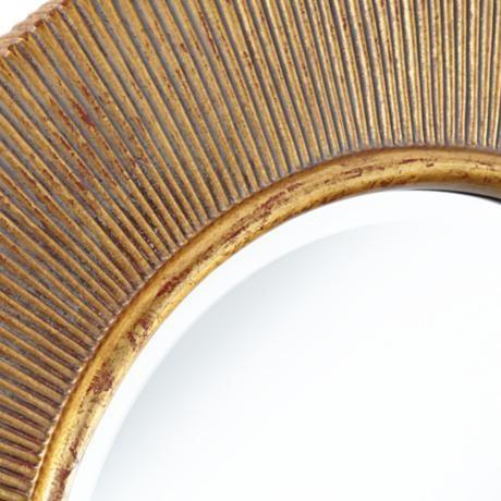Antique Gold Bathroom Wall Mirror 34 Inch Round Stereoscopic Sunburst