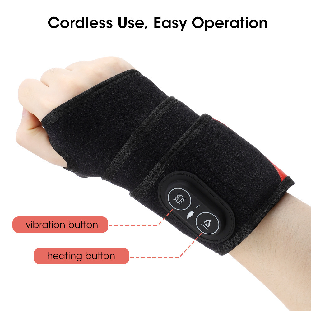 Red Light Therapy Wrist Wrap with 3000mAh Battery and Multi-Level Temperature Adjustment Featuring 36 Red LED Beads