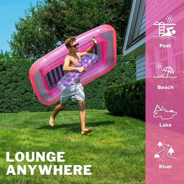 Inflatable Tanning Pool Lounger Float, Sun Tan Tub Sunbathing Raft Floatie Toys Water Filled Tanning Bed Mat