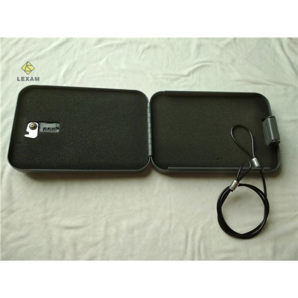 Grey Powder Coated Portable Handgun Safe Steel Cable 3 Tumbler Combination Lock