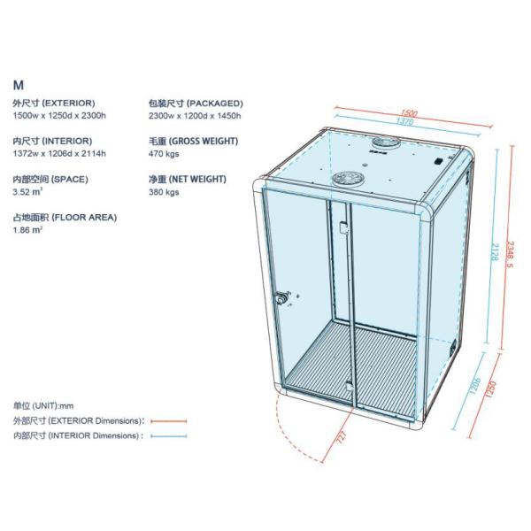 Cabina de oficina silenciosa acústica y móvil insonorizada 240V ISO3834