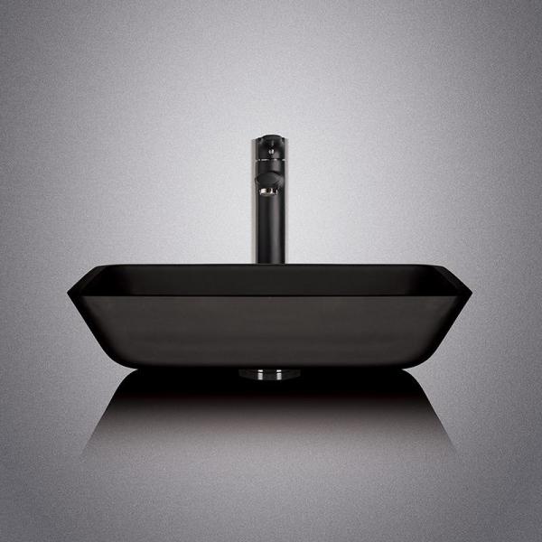 Bacia superior contrária do preto ácido do cinza 20inch de Matt Tempered Glass Sink Dark retangular