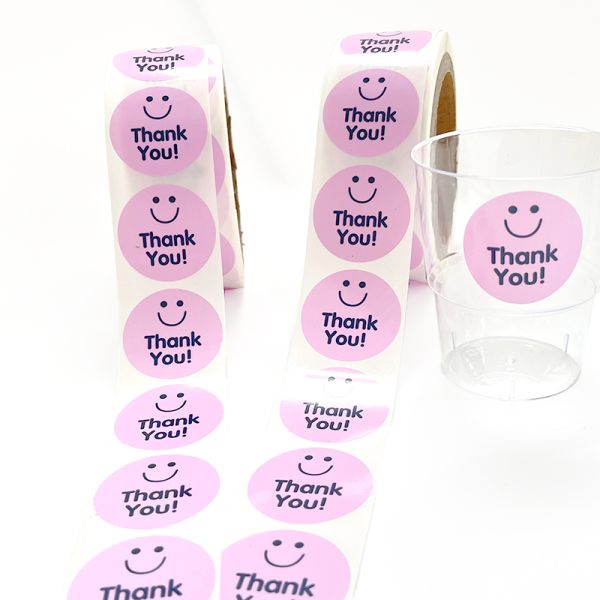 Custom Hot Stamping Transparent Thank You Sticker Label Baking Adhesive Gift Cake Box Bottles Tag Sealing Stickers