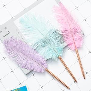 Colorful Feather Ball Point Pen Metal Creative Gift Ballpoint Pens For Office