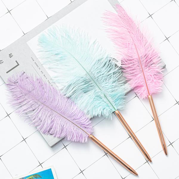 Colorful Feather Ball Point Pen Metal Creative Gift Ballpoint Pens For Office School