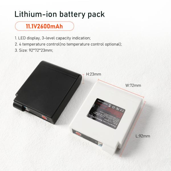Paquete de batería para chaqueta térmica de iones de litio de 2600 mAh 11,1 V, 500 ciclos de vida