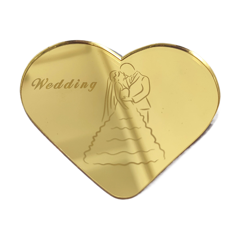 Custom Laser Engraved Logo Acrylic Heart Mirror, Silver Gold Shatterproof Wedding Favor Souvenir Gift For Engagement Party Home Table Decor