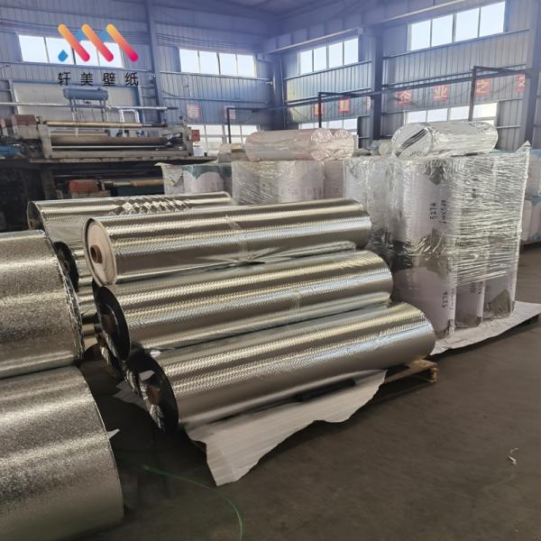 Autocollant en feuille d'aluminium haute résistance à l'eau brillante pour mur de cuisine Anti-huile et papier peint en feuille d'or