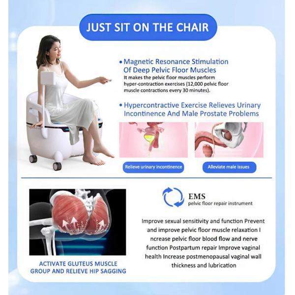 Non Invasive Painless Improve prostate Hi EMT EMS Pelvic Floor Muscle Rehabilitation Chair