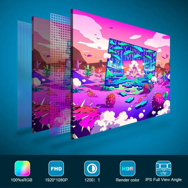 PS5 Gaming 13.3inch Portable Monitor SRGB USB Type C Laptop Dual Screen