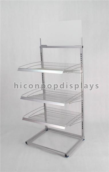 Freestanding Powdered Silver Water Bottle Display Stand In 3 Tier For Purified Water