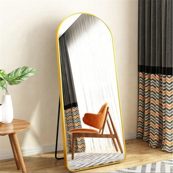 Decorative Full-Length Gold Body Dressing Wall Mirror with Metal Framed Arch Design