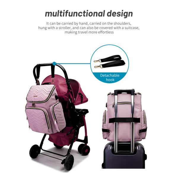 Embroidered Diaper Bag Backpack With USB