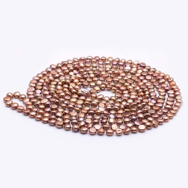 Chocolate 7-8mm Freshwater Cultured Baroque Shape Pearls Necklace 100 Inches (FN08282BROWN)