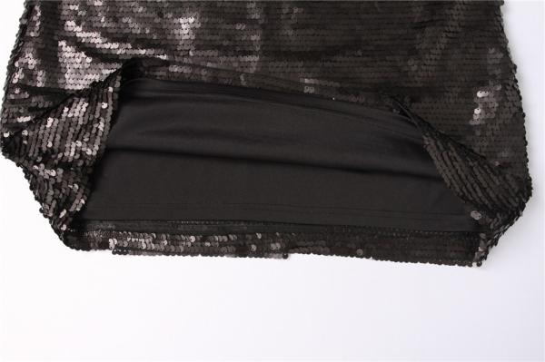 Nightclub Style Black Sexy Women Mini Skirt 100% Polyester With Sequin