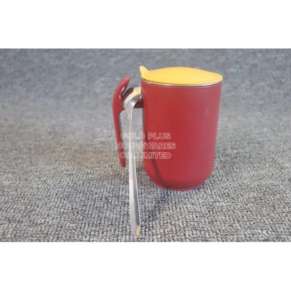 Straight Cylinder Body BPA Free Insulated Coffee Cup Food Grade With Spoon