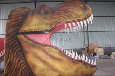 Grande cabeça Animatronic do dinossauro fixada na parede com resistência de abrasão excelente