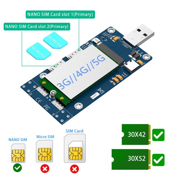 NGFF(M.2) на USB 3.0 адаптер с двойной NANO SIM-картой слот для модуля 3G4G5G