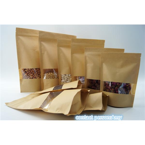 Kraft Paper Resealable k Stand Up Pouches / Food Packaging Pouches