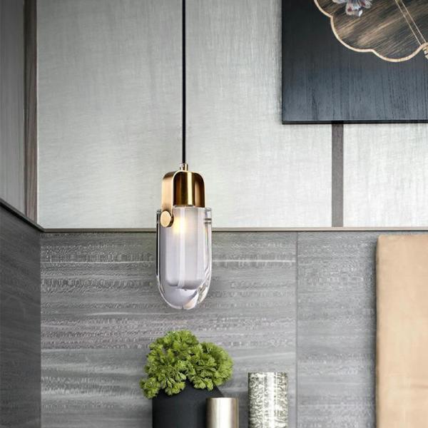 Modern Bedside Living Room Bedroom Hotel bar Restaurant Copper Crystal Lamp Led Light Ceiling Chandeliers & Pendant Modern Pendant Light