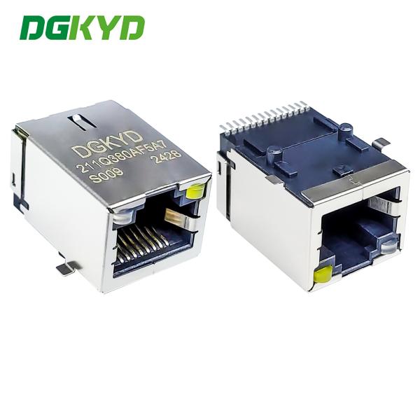 Connecteur RJ45 monté en surface avec RJ45 gigabit et matériau LCP léger SMD DGKYD211Q380AF5A7S009