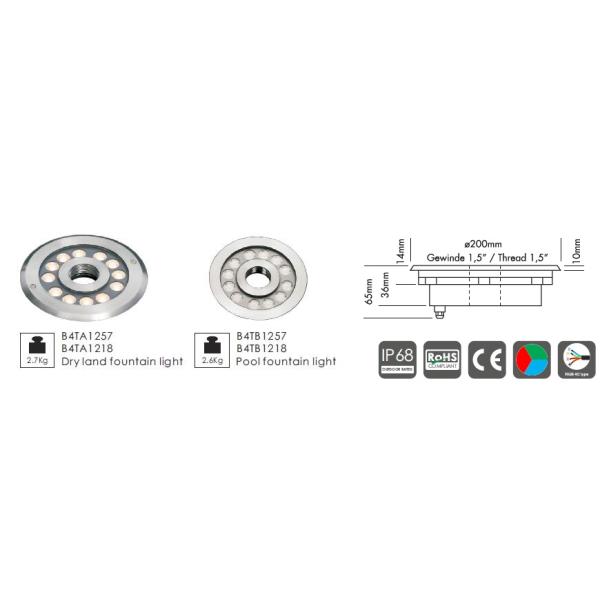 B4TB1257 B4TB1218 12 * света фонтана бассейна СИД 2W центральные Ejective с Dia диаметра. обложка IP68 182mm водоустойчивая