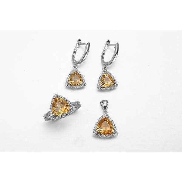 10mm 925 серебряной драгоценной камня привесных желтых треугольника цитрина Birthstone -го шармов в ноябре