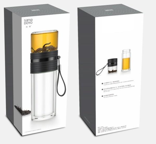 Office Borosilicate Double Glass Water Bottle Tea Infuser With Strainer
