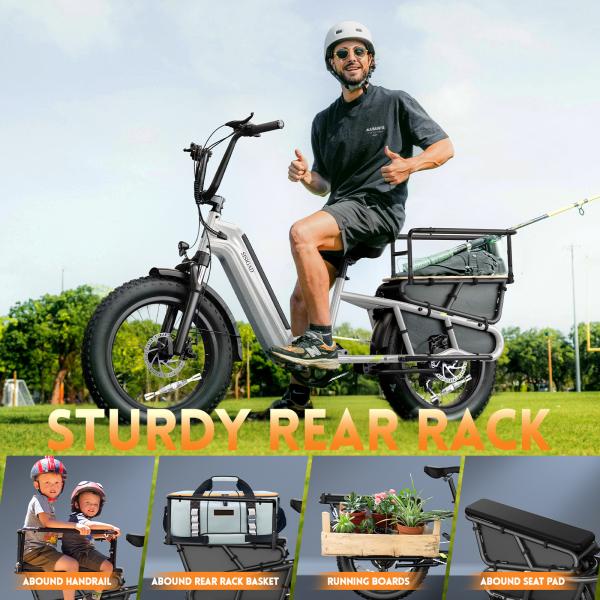 Family Cargao 20''*4.0 Electric Bike 1500W Motor 48v Moped-style Fat Tire Brushless Disc Power Lithium Battery