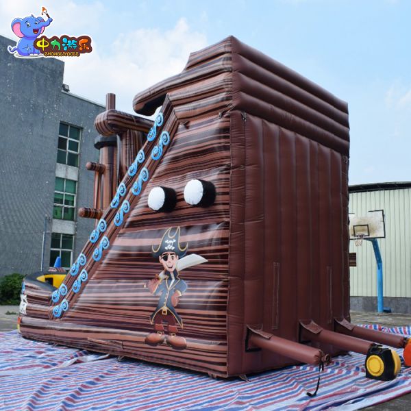Outdoor Inflatable Pirate Ship Slide Inflatable Water Slide Castle Bouncy