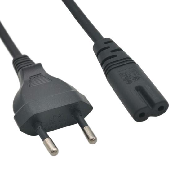 Eu Power Cord 2.5A European 2 Pin Power Cable 250V IEC C7 Figure 8 Power Cords for Household Appliance Hotel Kitchen Use