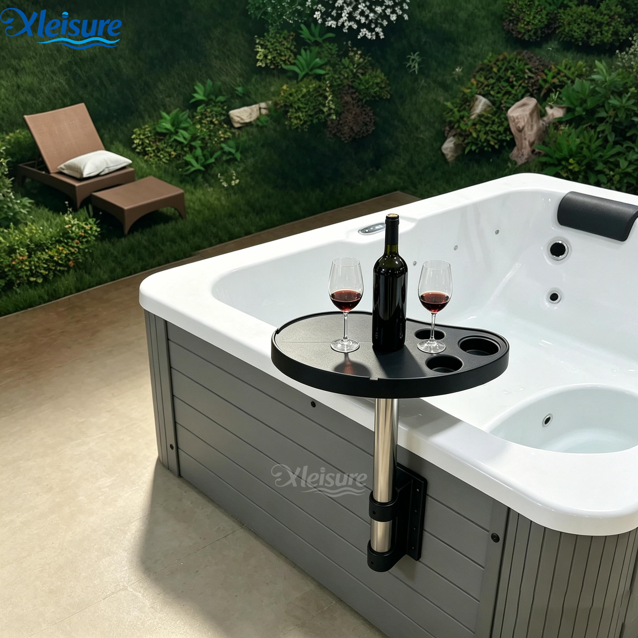 Cabinet-Mount Spa Hot Tub Table Spa Caddy, Adjustable Waterproof Hot Tub Side Table, Outdoor Spa Accessories for Bathtub Pool