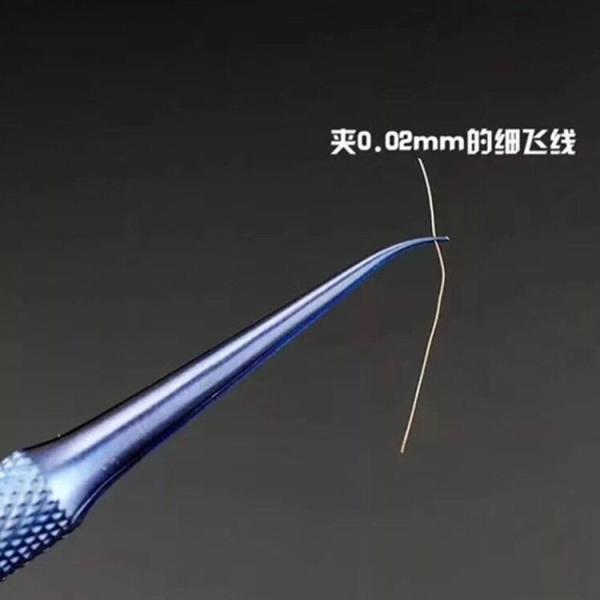 Precision titanium alloy fly line fingerprint tweezers for phone cooper wire repair clip jumper line 0.02mm