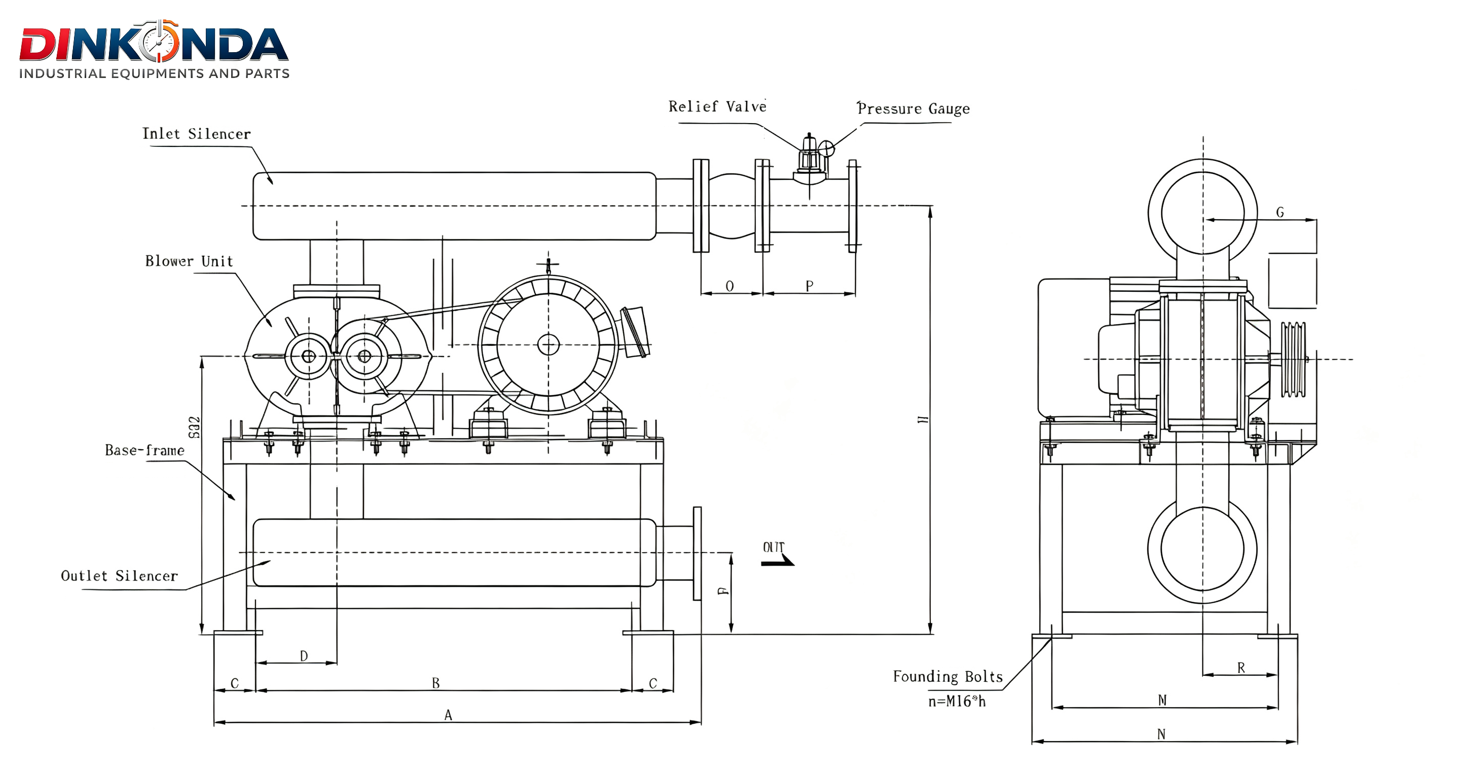 DINKONDA GLOBAL Power Plants Special BV Series Three Leaf Roots Vacuum Unit Negative Pressure Suction (Roots Vacuum Pump) Roots Blower