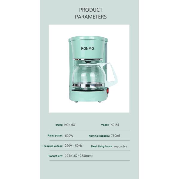 Green Small American Home Coffee Machine 25oz 600W 750ml