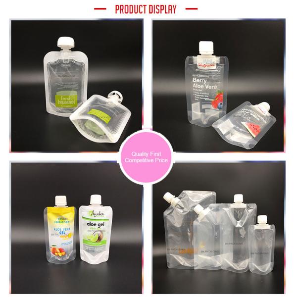 Clear Window Spout Pouch Packaging 120 - 160 Mic For Cosmetic / Milk / Flavoring