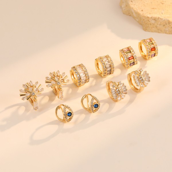 Multi Shape 14K Gold Plated Sow Shape Evil Eye Ear Buckles Earrings Jewelries for Jewelry Earrings