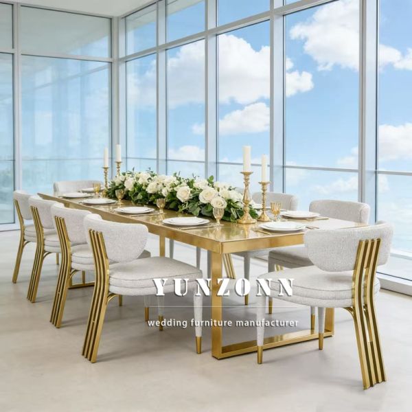 Beautiful Chair Fashion Design Grand Luxury Wedding Chairs Hotel Golden Stainless Steel Metal Dinner Dining Chair