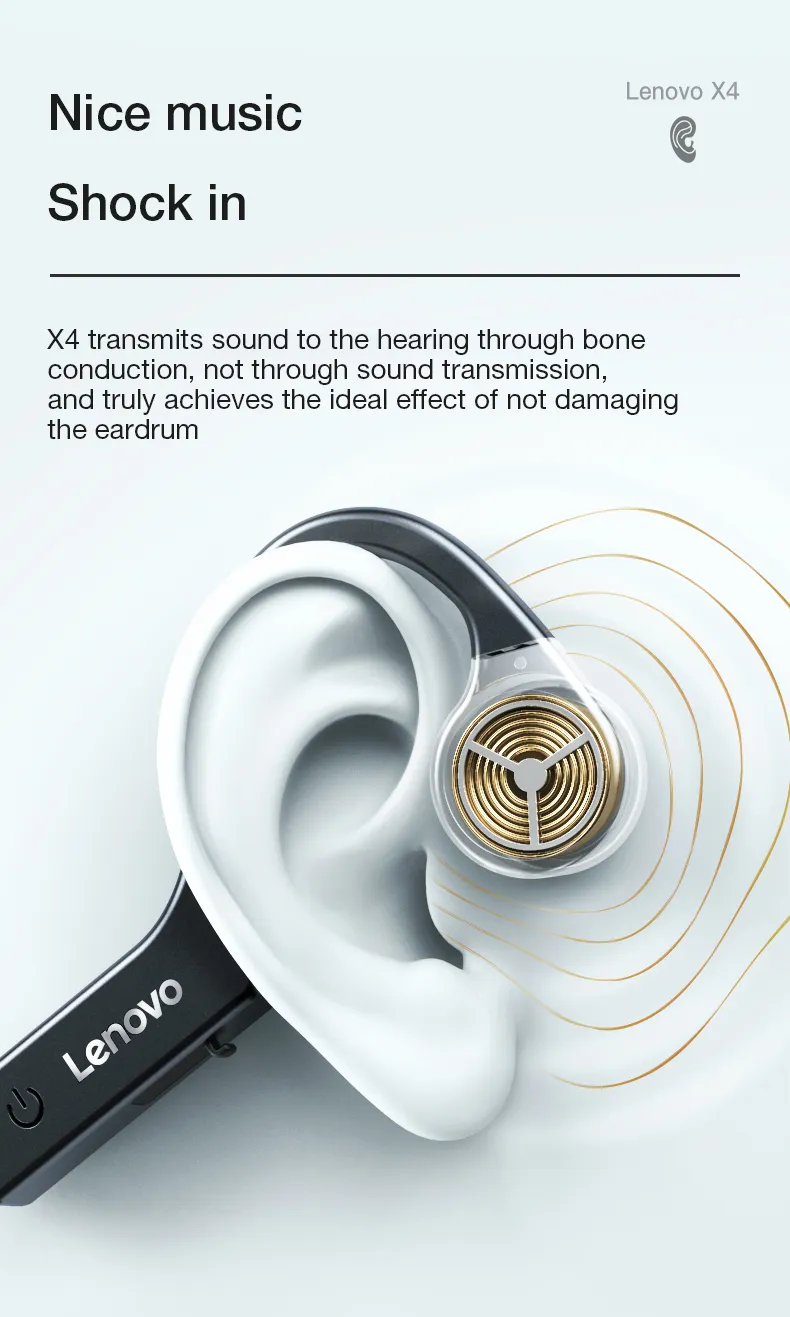 ROHS Lenovo X4 Bone Conduction Earbuds Earphones With Microphone
