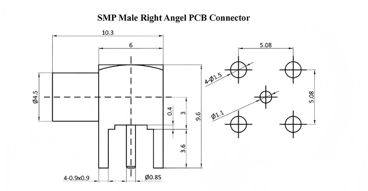 Brass Right Angle PCB Connector RF SMP Male Connector SMP-JWE
