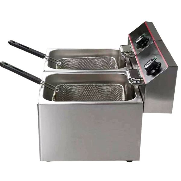 Double Pot Double Basket Electric Deep Fryer Commercial 4 Liter For Frying Food